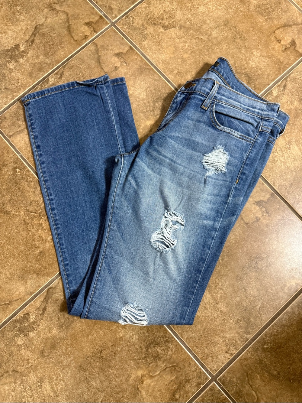 Flying Monkey Women's Two-Tone Distressed Skinny Jeans